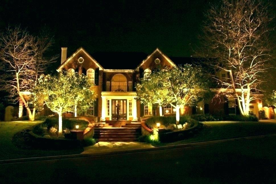 A house with lights on the front of it