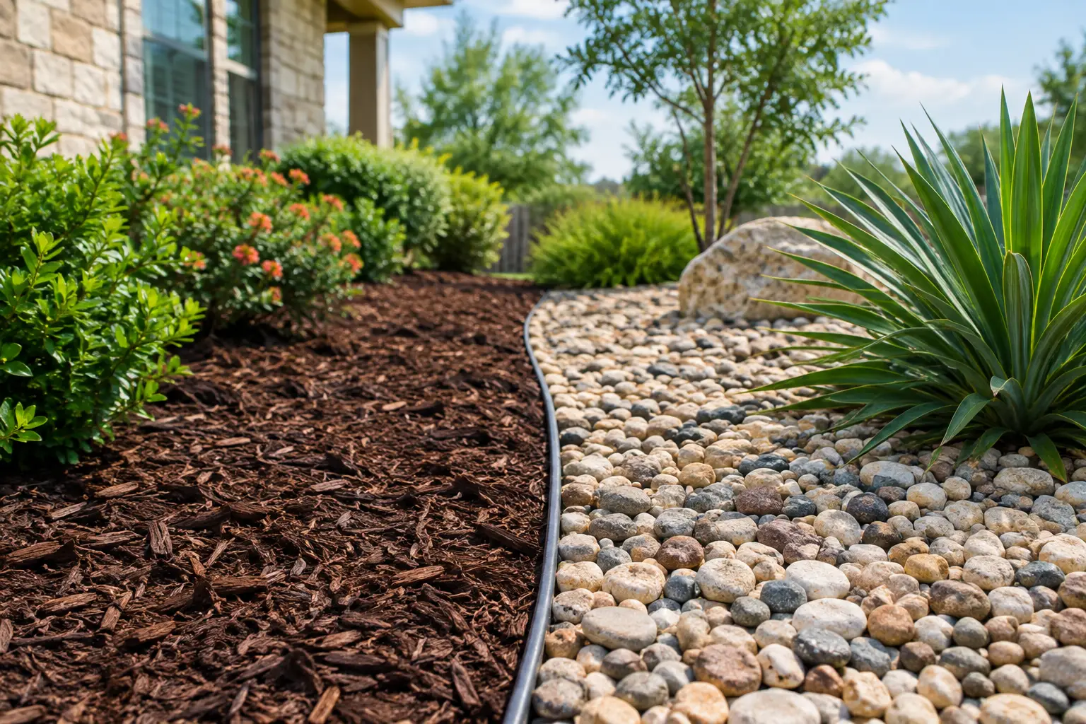Mulch vs Rock Landscaping for San Antonio Yards