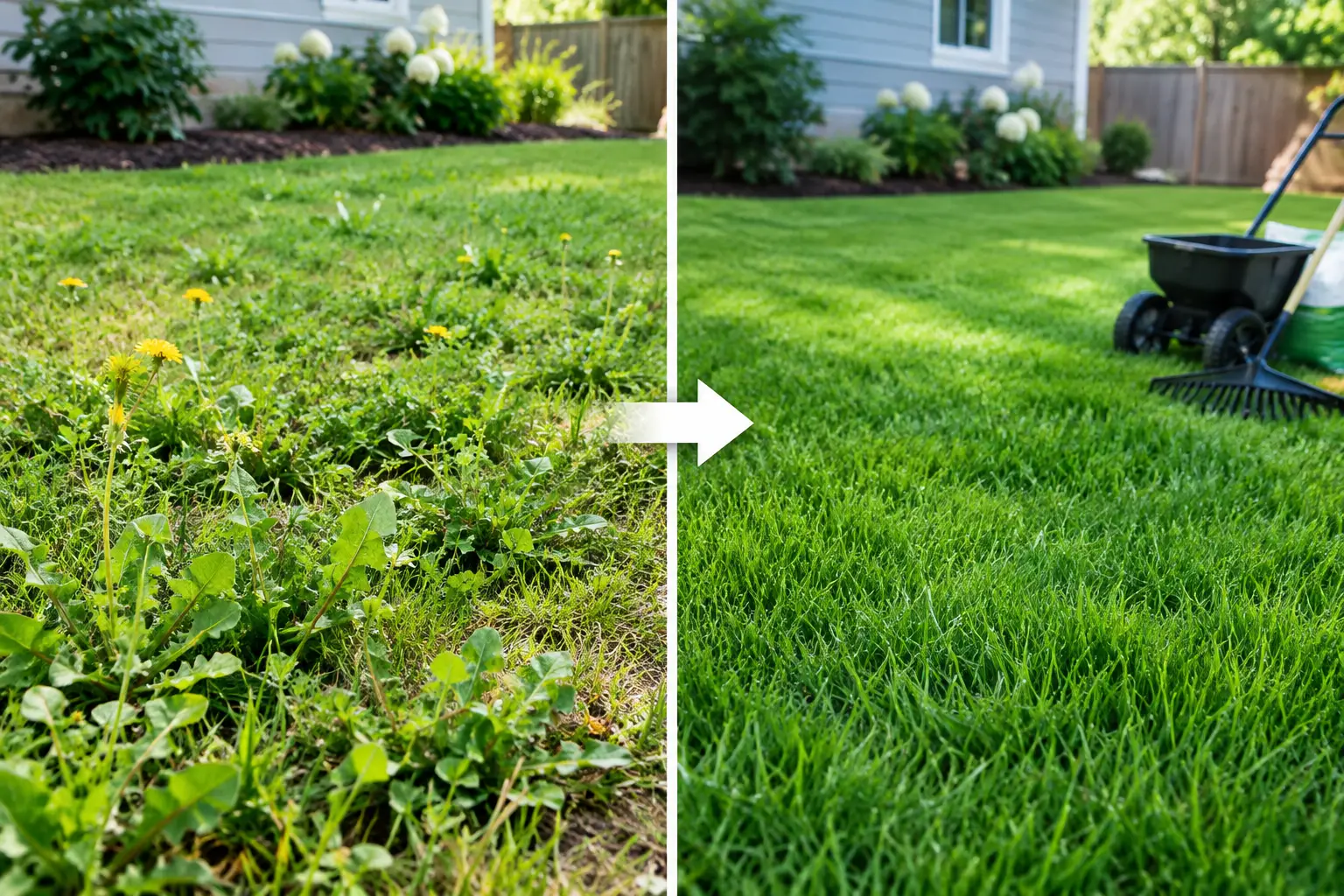 Weed-Infested Lawn Recovery Example: 8 Steps